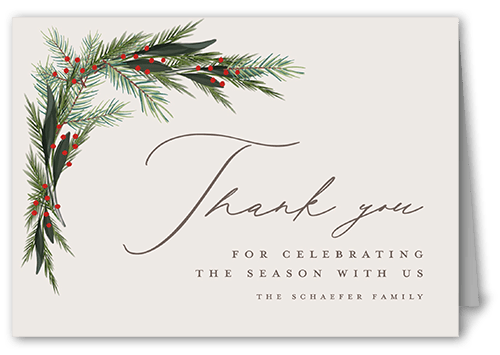 Wintergreen Frame Thank You Card, Beige, 3x5, Matte, Folded Smooth Cardstock