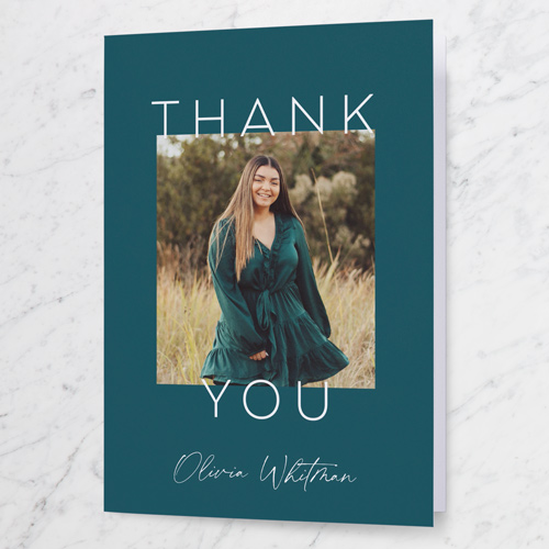 Daring Color Thank You Card, Blue, 3x5, Matte, Folded Smooth Cardstock, Deep Sea