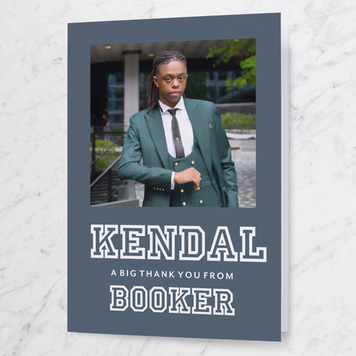 Collegiate Name Thank You Card, White, 3x5, Write Your Own Greeting, Matte, Folded Smooth Cardstock, White