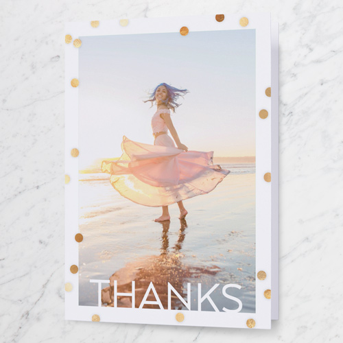 Bokeh Rain Thank You Card, White, 3x5, Write Your Own, Matte, Folded Smooth Cardstock