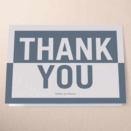Modern Blocking Thank You Card, Gray, 3x5, Write Your Own Greeting, Matte, Folded Smooth Cardstock, Gray