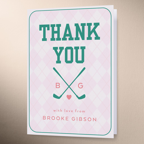 Golf Getaway Thank You Card, Pink, 3x5, Matte, Folded Smooth Cardstock