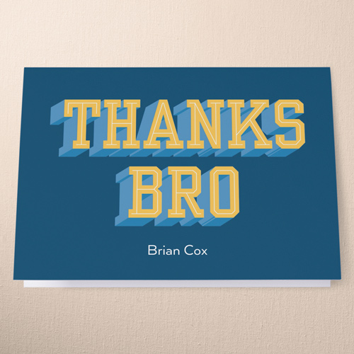 Bro Time Thank You Card, Blue, 3x5, Matte, Folded Smooth Cardstock