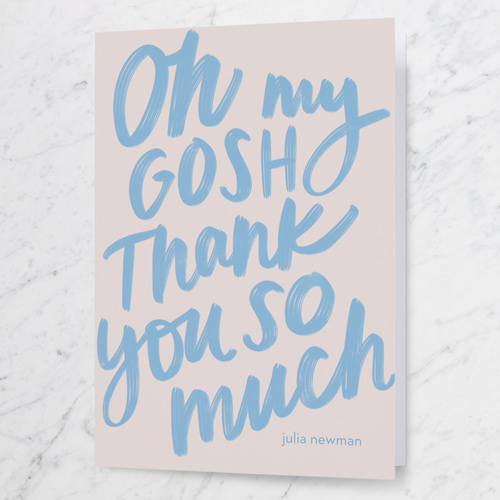 Oh My Gosh Thank You Card, Blue, 3x5, Matte, Folded Smooth Cardstock, Cool Blue