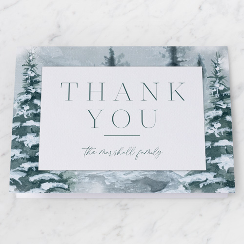 Frosty Forest Thank You Card, Green, 3x5, Matte, Folded Smooth Cardstock