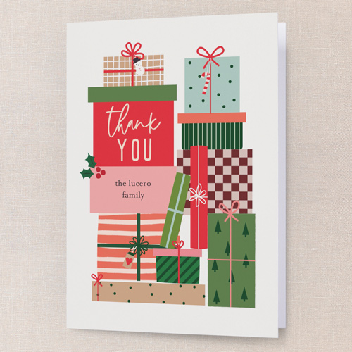 Gracious Gifts Thank You Card, Red, 3x5, Matte, Folded Smooth Cardstock, Red