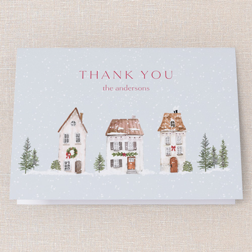 Village Gathering Thank You Card, Grey, 3x5, Matte, Folded Smooth Cardstock, Air