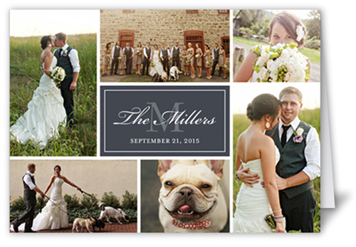 Monogram Match Wedding Announcement, Grey, 5x7 Folded, Matte, Folded Smooth Cardstock, Square, Charcoal