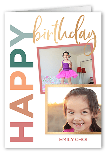 Bold Happy Birthday Birthday Card, Purple, 5x7, Pearl Shimmer Cardstock, Square
