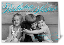 vintage wishes teal birthday card