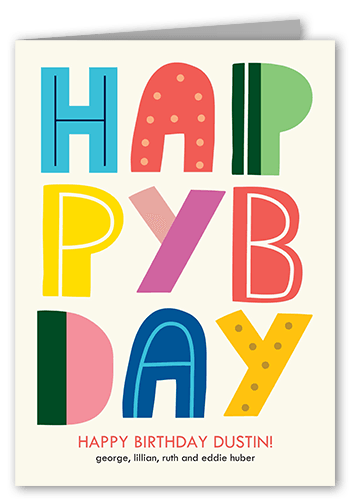 Playful Penmanship Birthday Card, Orange, 5x7, Pearl Shimmer Cardstock, Square