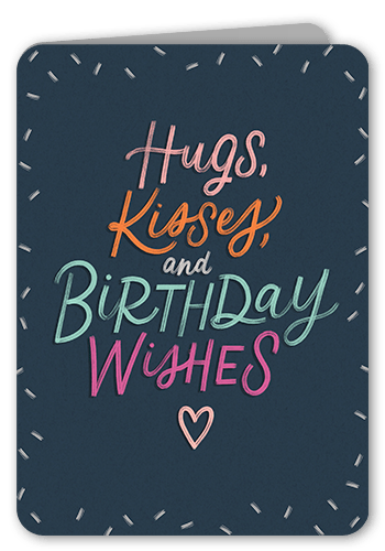 Sprinkled Kisses Birthday Card, Blue, 5x7 Folded, Matte, Folded Smooth Cardstock, Rounded