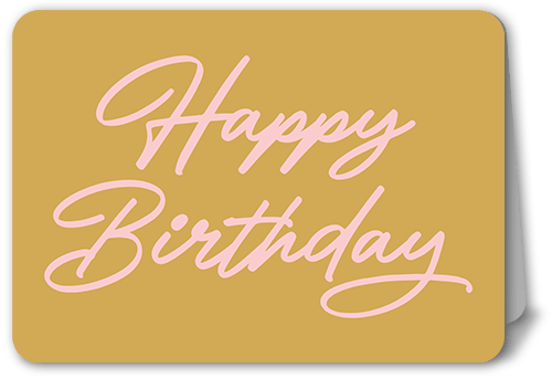 Simply Signed Birthday Card, Yellow, 5x7 Folded, Matte, Folded Smooth Cardstock, Rounded