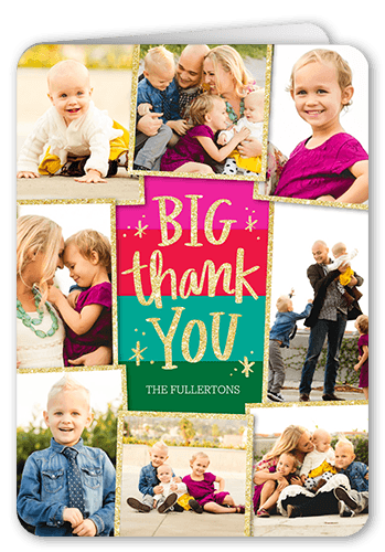 Big Bright Wishes Thank You Card, Pink, 5x7, Matte, Folded Smooth Cardstock, Rounded