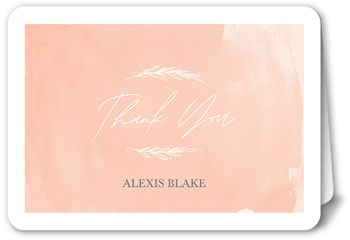 Watercolor Beginnings Thank You Card, Beige, 5x7 Folded, Pearl Shimmer Cardstock, Rounded, White
