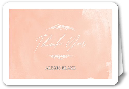 Watercolor Beginnings Thank You Card, Beige, 5x7 Folded, Pearl Shimmer Cardstock, Rounded