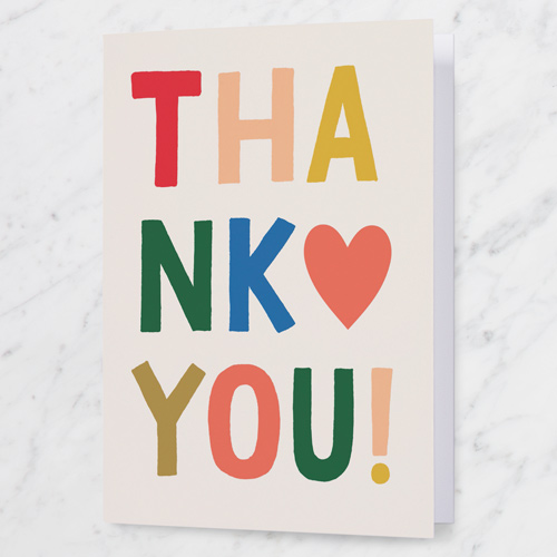 Thankful Heart Thank You Card, Beige, 5x7 Folded, Pearl Shimmer Cardstock, Square