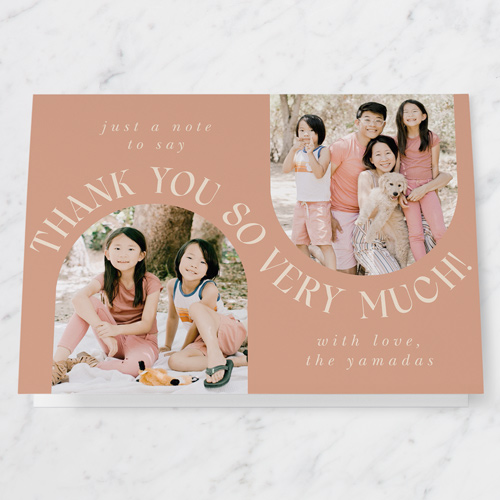 Double Arched Thank You Card, Orange, 5x7 Folded, Pearl Shimmer Cardstock, Square, Sunset