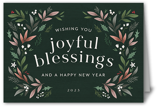 Botanical Arch Holiday Card, Green, 5x7 Folded, Religious, Pearl Shimmer Cardstock, Square