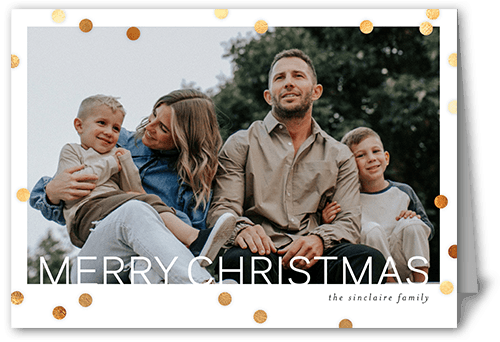 Modern Polka Dot Holiday Card, White, 5x7 Folded, Christmas, Pearl Shimmer Cardstock, Square, White