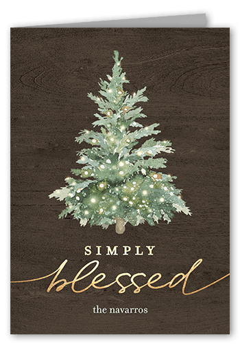 Watercolor Tree Holiday Card, Brown, 5x7 Folded, Religious, Matte, Folded Smooth Cardstock, Square, Coffee