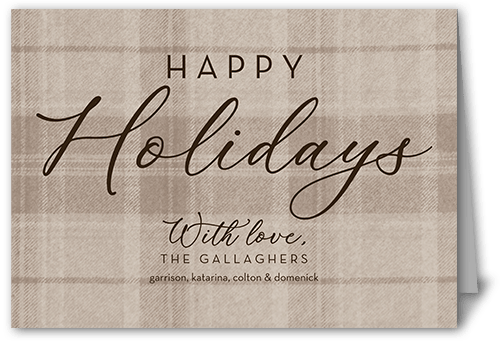 Soft Flannel Holiday Card, Beige, 5x7 Folded, Holiday, Matte, Folded Smooth Cardstock, Square