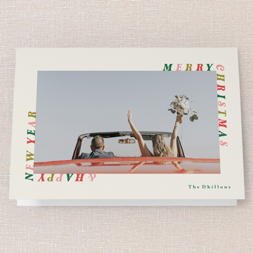 Rad Tidings Holiday Card, Beige, 5x7 Folded, Christmas, Pearl Shimmer Cardstock, Square, Antique White