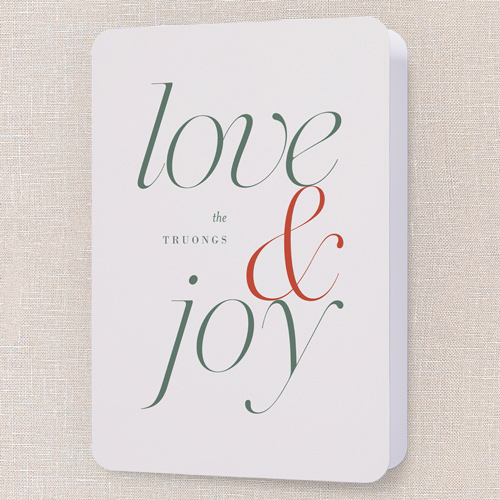 Effortless Chic Holiday Card, Beige, 5x7 Folded, Holiday, Pearl Shimmer Cardstock, Rounded, Apricot Mousse
