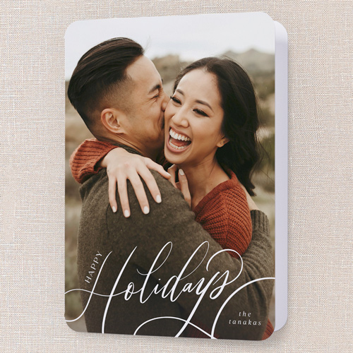 Feeling Fancy Holiday Card, White, 5x7 Folded, Holiday, Pearl Shimmer Cardstock, Rounded, White