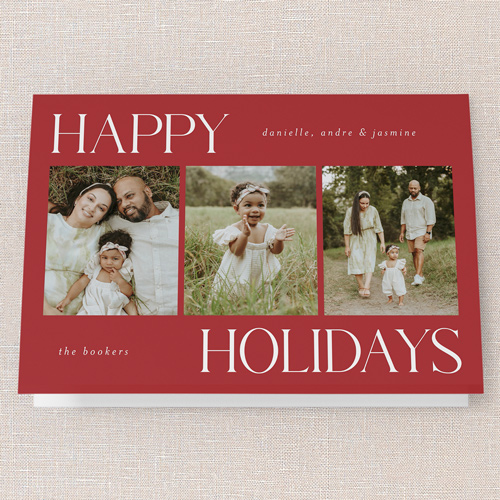 Simplistic Style Holiday Card, Red, 5x7 Folded, Holiday, Matte, Folded Smooth Cardstock, Square, Spanish Red