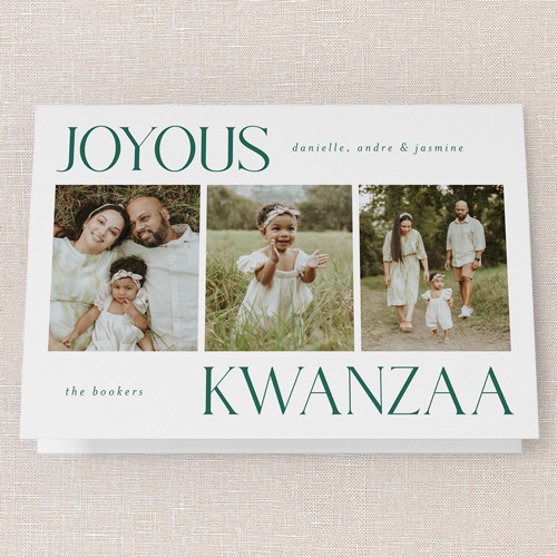 Simplistic Style Holiday Card, White, 5x7 Folded, Kwanzaa, Pearl Shimmer Cardstock, Square, White