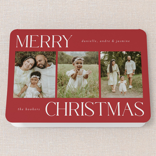 Simplistic Style Holiday Card, Red, 5x7 Folded, Christmas, Matte, Folded Smooth Cardstock, Rounded, Spanish Red