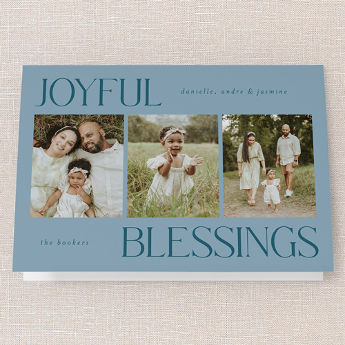 Simplistic Style Holiday Card, Blue, 5x7 Folded, Religious, Pearl Shimmer Cardstock, Square, Marine