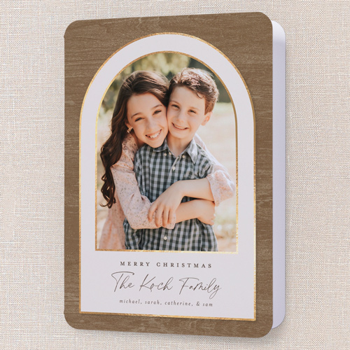 Cozy Arch Holiday Card, Brown, 5x7 Folded, Christmas, Matte, Folded Smooth Cardstock, Rounded, Taupe
