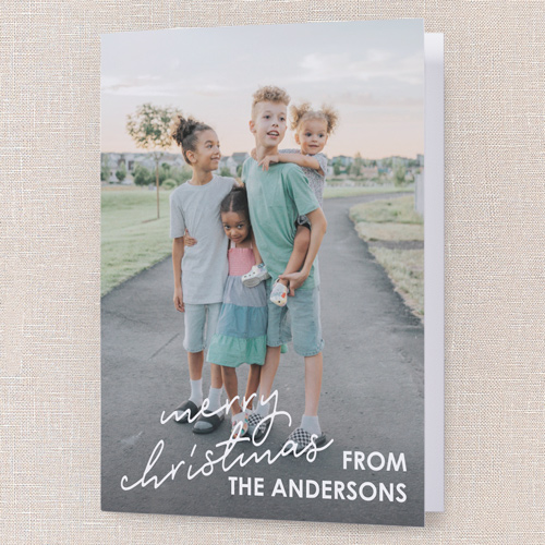 Family Signoff Holiday Card, White, 5x7 Folded, Christmas, Pearl Shimmer Cardstock, Square, White