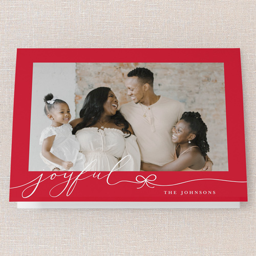 Bow Basics Holiday Card, Red, 5x7 Folded, Holiday, Pearl Shimmer Cardstock, Square, Red