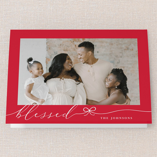 Bow Basics Holiday Card, Red, 5x7 Folded, Religious, Matte, Folded Smooth Cardstock, Square, Red