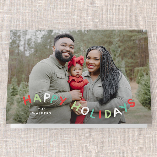 Creatively Curved Holiday Card, White, 5x7 Folded, Holiday, Pearl Shimmer Cardstock, Square, White