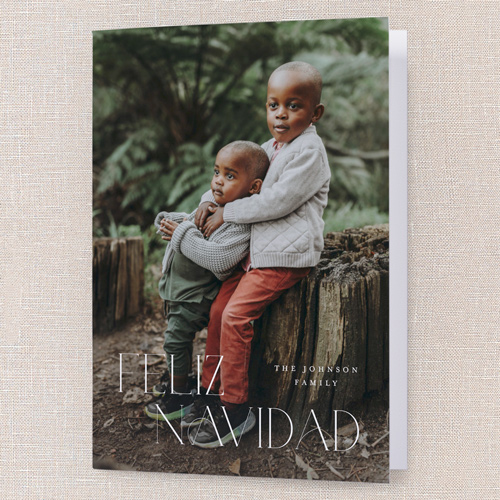 Classic Holiday Elegance Holiday Card, White, 5x7 Folded, Feliz Navidad, Pearl Shimmer Cardstock, Square, White