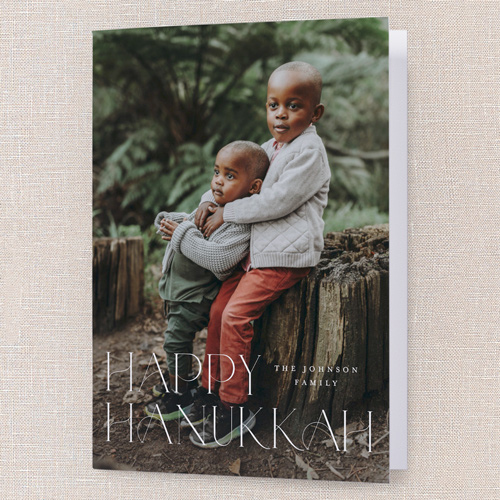 Classic Holiday Elegance Holiday Card, White, 5x7 Folded, Hanukkah, Matte, Folded Smooth Cardstock, Square, White