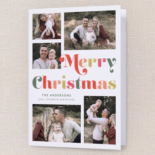 Cheerful Holiday Charm Holiday Card, White, 5x7 Folded, Christmas, Pearl Shimmer Cardstock, Square, White