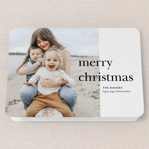 Simple Joyful Moments Holiday Card, White, 5x7 Folded, Christmas, Pearl Shimmer Cardstock, Rounded, White