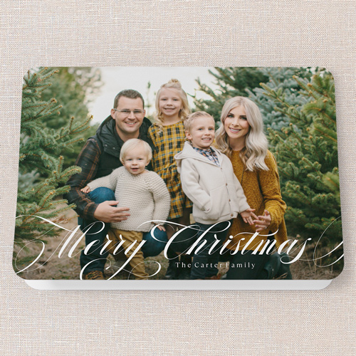 Swirling Sentiments Holiday Card, White, 5x7 Folded, Christmas, Matte, Folded Smooth Cardstock, Rounded, White