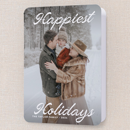 Retro Rave Holiday Card, White, 5x7 Folded, Holiday, Pearl Shimmer Cardstock, Rounded, White