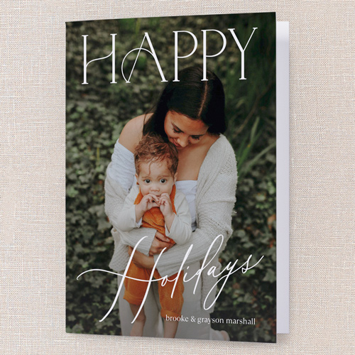 Trendy Type Holiday Card, White, 5x7 Folded, Holiday, Pearl Shimmer Cardstock, Square, White