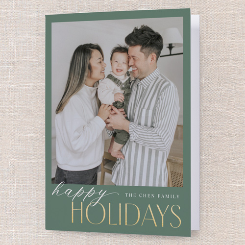 Merry Modern Tidings Holiday Card, Green, 5x7 Folded, Holiday, Matte, Folded Smooth Cardstock, Square, Green