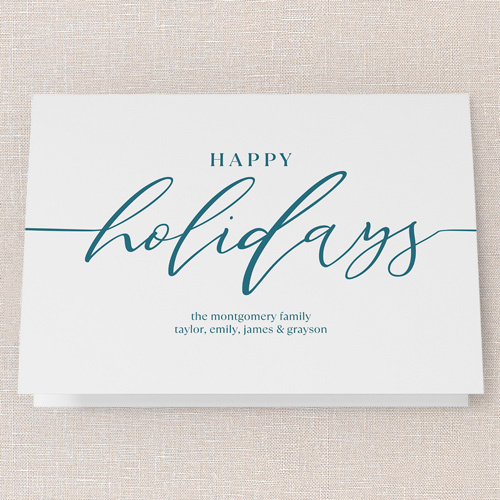 Hand Lettered Charm Holiday Card, Blue, 5x7 Folded, Holiday, Matte, Folded Smooth Cardstock, Square, Blue