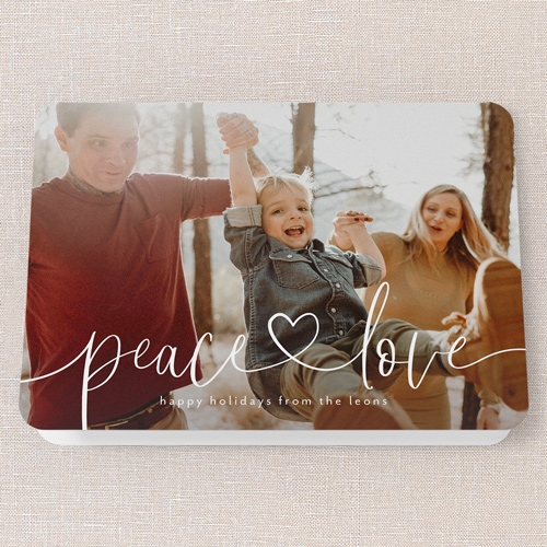 Happy Heartstrings Holiday Card, White, 5x7 Folded, Holiday, Matte, Folded Smooth Cardstock, Rounded