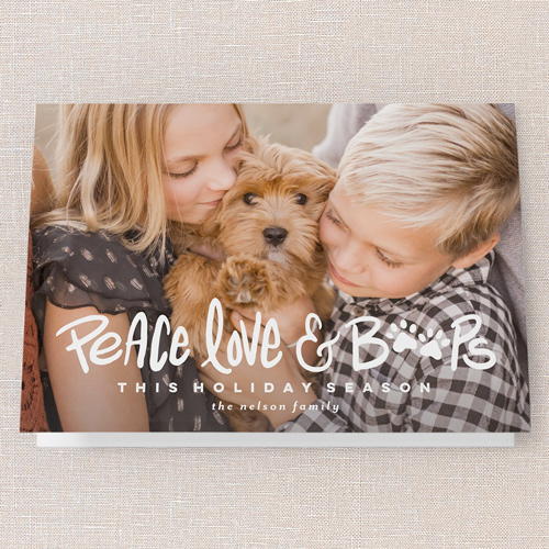 Peace Love Boops Holiday Card, White, 5x7 Folded, Holiday, Matte, Folded Smooth Cardstock, Square, White