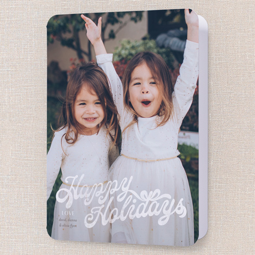 Looped Sentiment Holiday Card, White, 5x7 Folded, Holiday, Pearl Shimmer Cardstock, Rounded, White